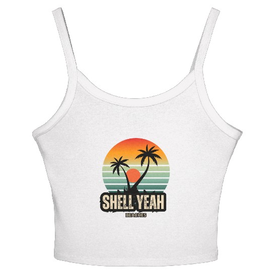 Shell Yeah Beaches Sunset Serenity Summer Holidays Women's Spaghetti Strap Tank Top