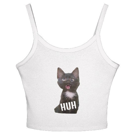 Funny Cross Eyed Cat Meme Huh Funny Cat Women's Spaghetti Strap Tank Top