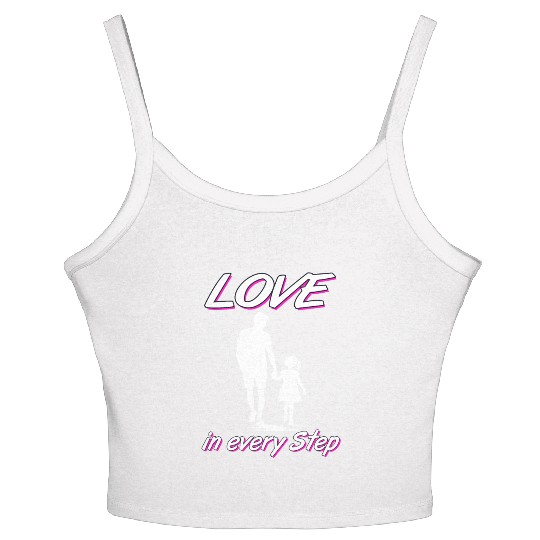 Love in Every Step Silhouette Dad Daughter Family Women's Spaghetti Strap Tank Top