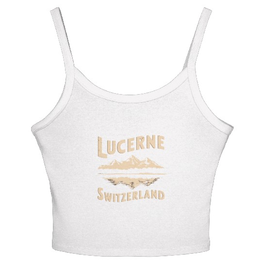 Lucerne Souvenir Switzerland Mountains Reflection Women's Spaghetti Strap Tank Top