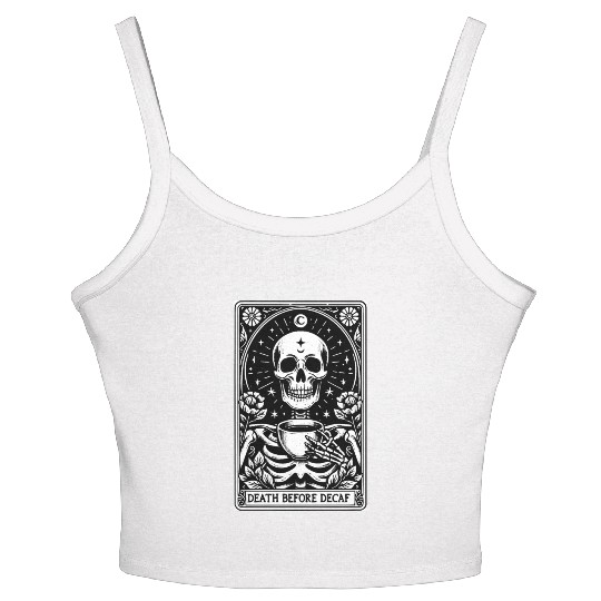 Death Before Decaf Tarot Card Women's Spaghetti Strap Tank Top