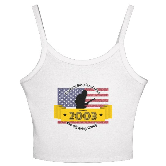 21st birthday Rocking this planet since 09/2003 Women's Spaghetti Strap Tank Top