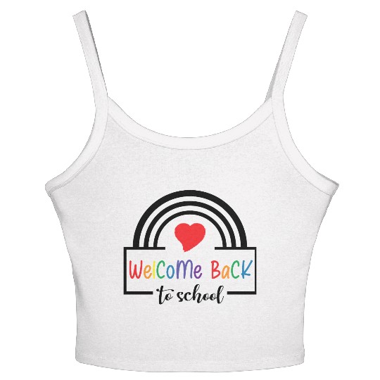 Welcome Back To School Rainbow heart Women's Spaghetti Strap Tank Top