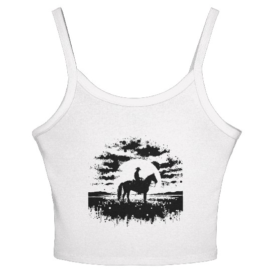 cowboy funny cowboy hat wild western rodeo texas Women's Spaghetti Strap Tank Top