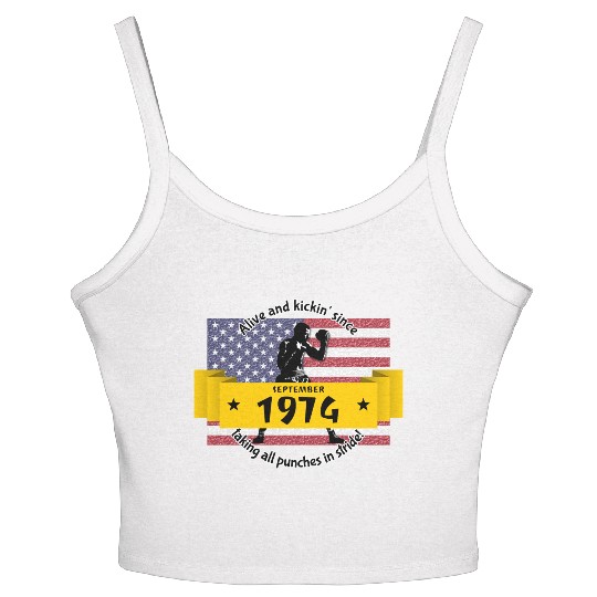 50th birthday Alive and kickin since 09/1974 Women's Spaghetti Strap Tank Top