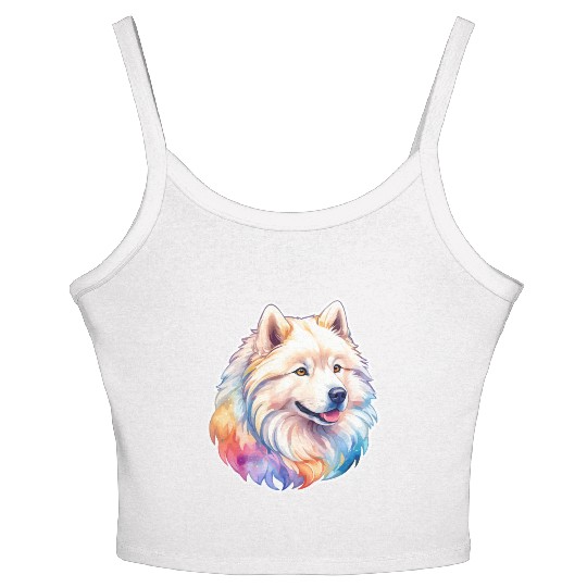 Samoyed Dog Watercolor Women's Spaghetti Strap Tank Top
