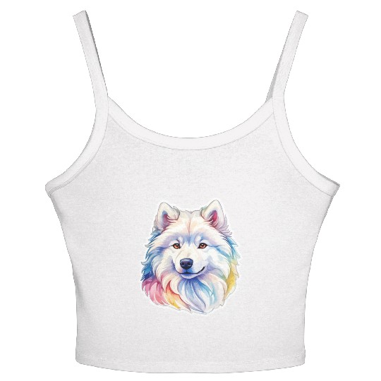Samoyed Dog Watercolor Women's Spaghetti Strap Tank Top