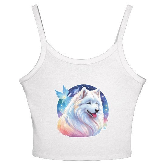 Samoyed Dog Watercolor Women's Spaghetti Strap Tank Top