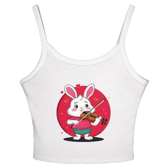 Cute Cat Women's Spaghetti Strap Tank Top Playing the Violin