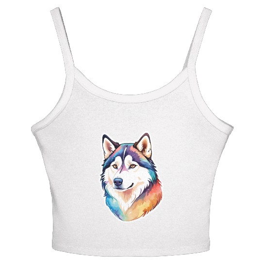 Siberian Husky Watercolor Women's Spaghetti Strap Tank Top