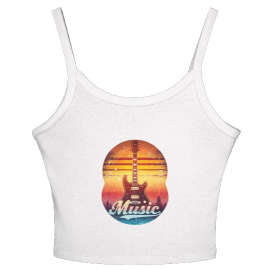 Music Guitar Sunset Vintage Style Streetwear Women's Spaghetti Strap Tank Top