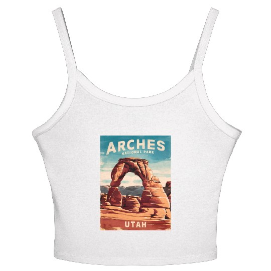 Vintage Travel Arches National Park Utah Landscape Women's Spaghetti Strap Tank Top