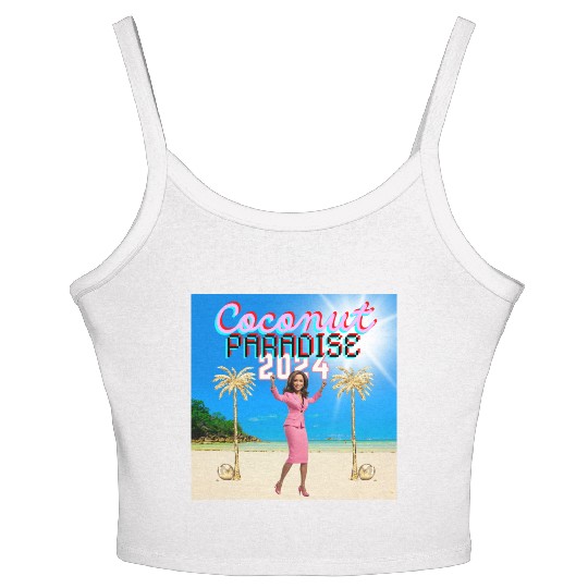 Kamala Harris 2024 | Coconut Trees and Election Me Women's Spaghetti Strap Tank Top