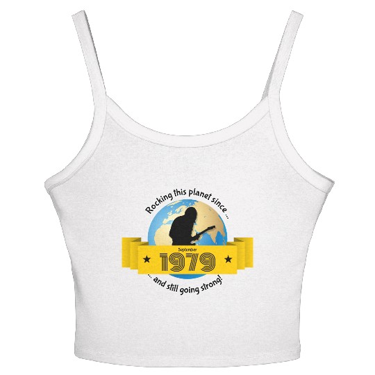 45th birthday Rocking this planet since 09/1979 Women's Spaghetti Strap Tank Top