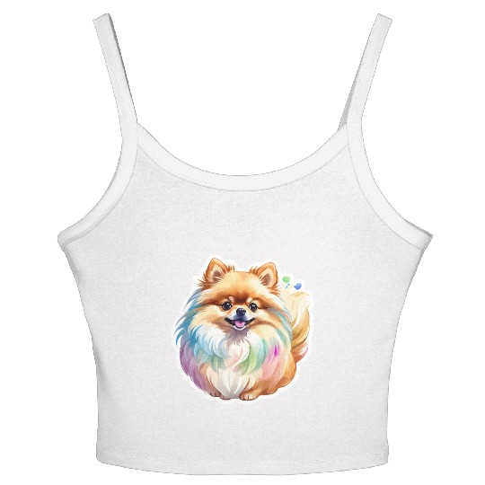 Pomeranian Watercolor Women's Spaghetti Strap Tank Top