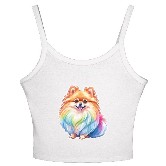 Pomeranian Watercolor Women's Spaghetti Strap Tank Top