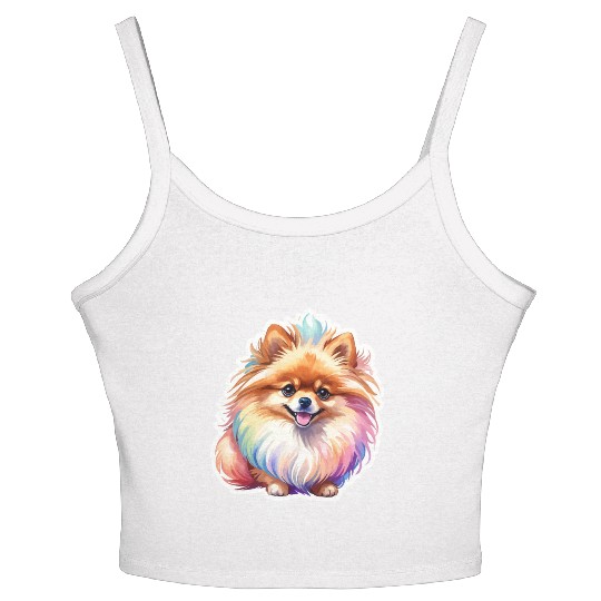 Pomeranian Watercolor Women's Spaghetti Strap Tank Top