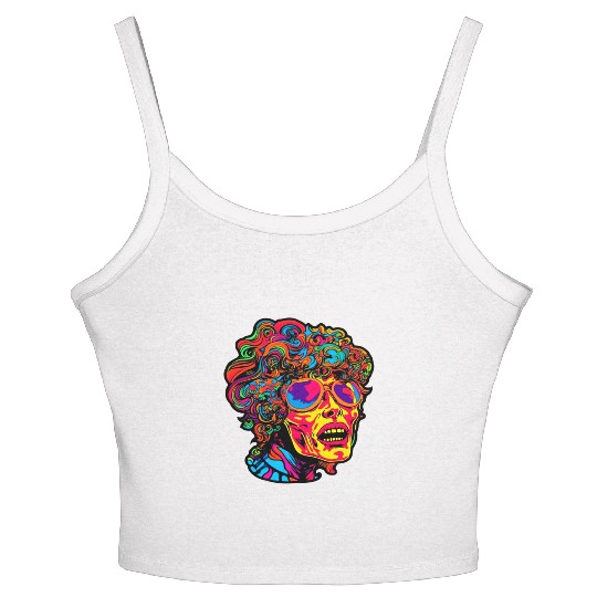 80's Psychedelic Raver - Trippy Retro Festival Women's Spaghetti Strap Tank Top