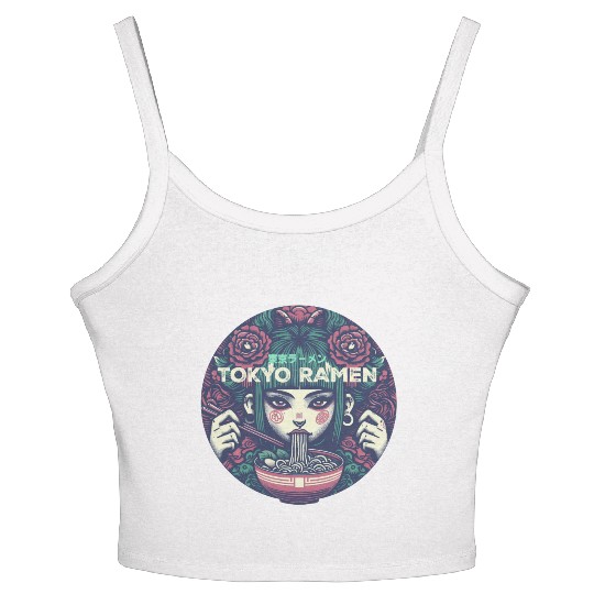 Tokyo ramen,punk girl having ramen Women's Spaghetti Strap Tank Top