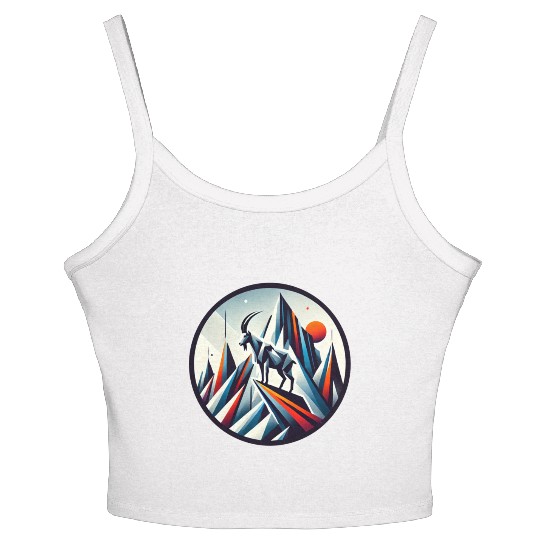 Abstract mountain goat Women's Spaghetti Strap Tank Top