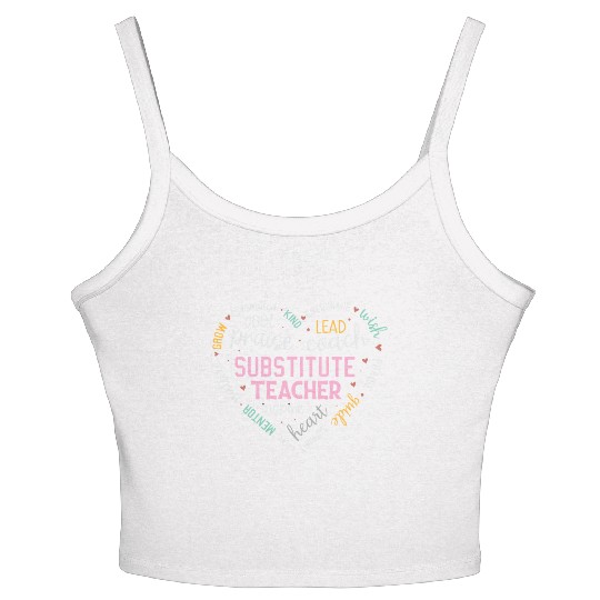 Substitute Teacher Heart Grow Leader Mentor Women's Spaghetti Strap Tank Top