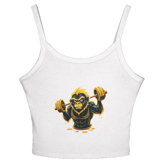 Vector illustration, gorilla lifting weights Women's Spaghetti Strap Tank Top