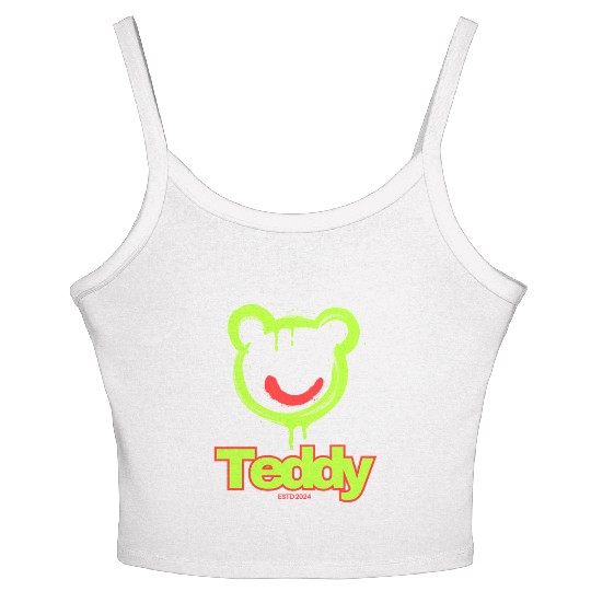 Neon Drip Teddy Bear Illustration Women's Spaghetti Strap Tank Top