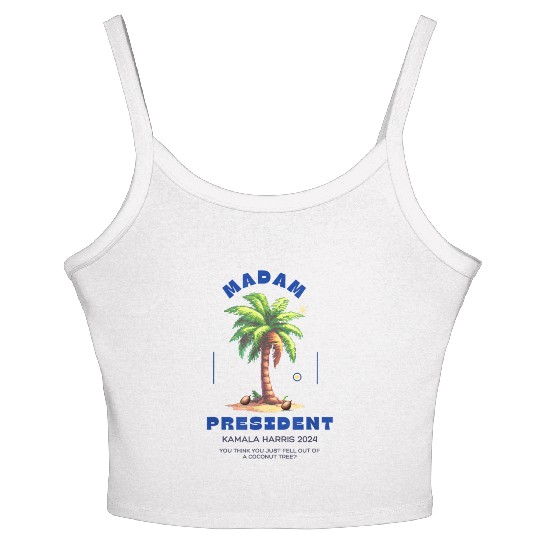 Madam President Kamala Harris 2024 Coconut Tree Re Women's Spaghetti Strap Tank Top