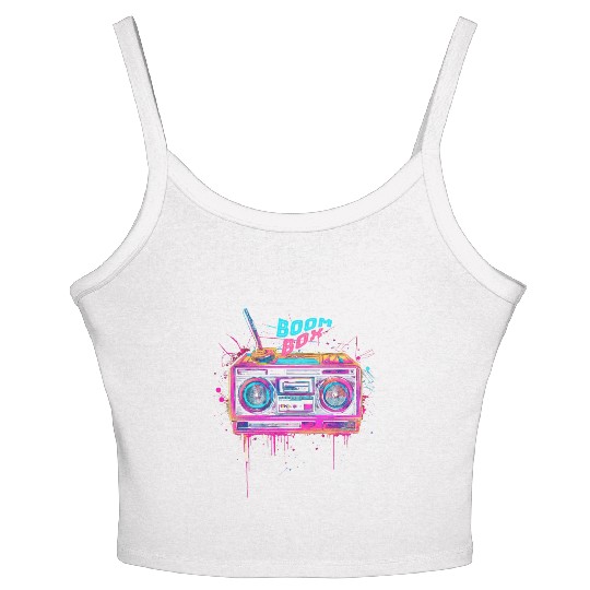 boombox 80s music Women's Spaghetti Strap Tank Top