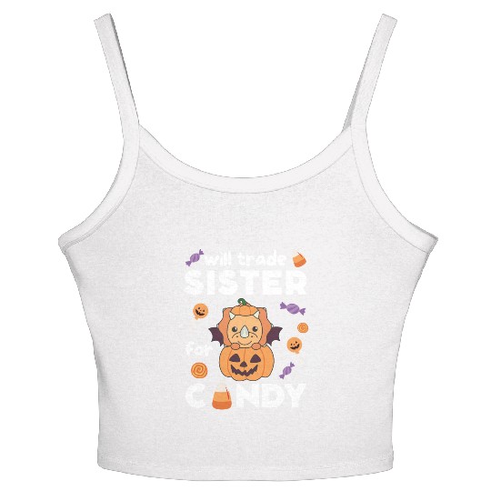Triceratops Halloween Trade Sister For Candy Women's Spaghetti Strap Tank Top