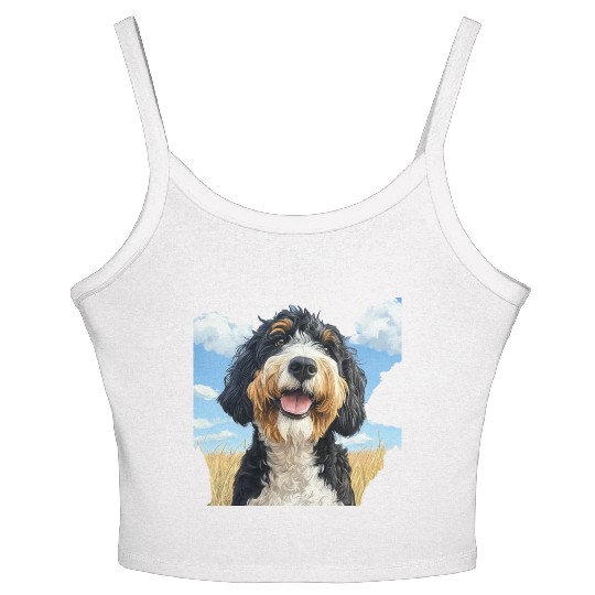 Bernedoodle Field Nature Bernedoodle Watercolor 2 Women's Spaghetti Strap Tank Top
