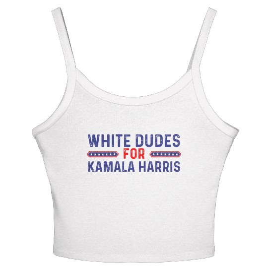 White Dudes for kamala harris 2024 Women's Spaghetti Strap Tank Top