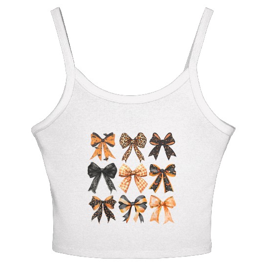 Coquette Halloween Bow Girly Spooky Season Hallowe Women's Spaghetti Strap Tank Top