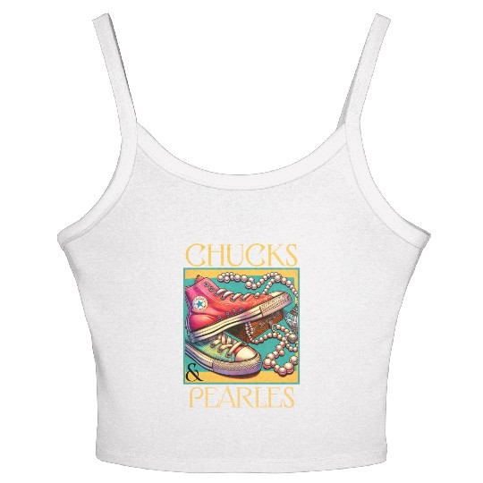 Chucks And Pearls I'M With Her Kamala Women's Spaghetti Strap Tank Top