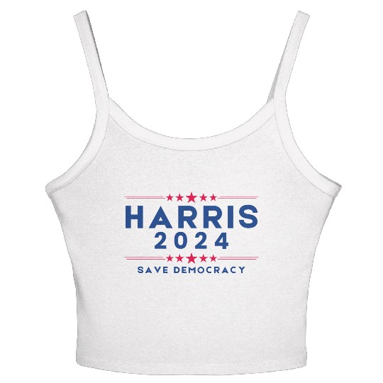 Harris For President 2024 Save democracy Women's Spaghetti Strap Tank Top