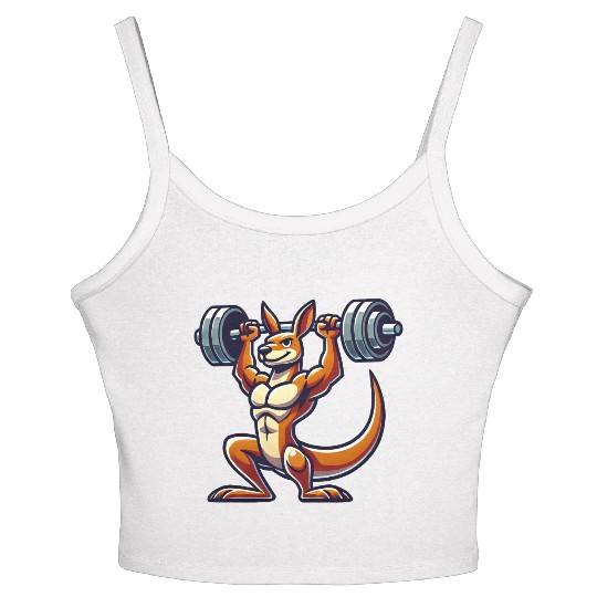 Kangaroo barbell gym fitness workout training Women's Spaghetti Strap Tank Top