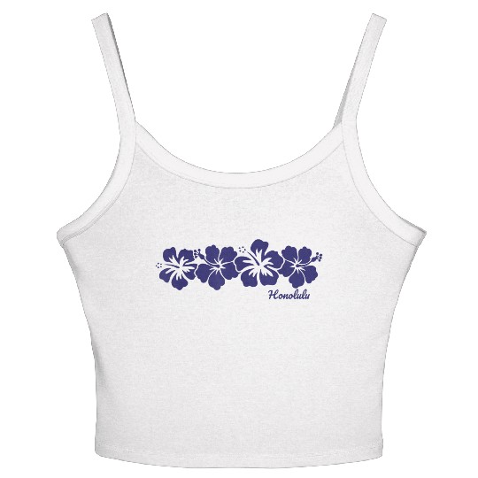 Honolulu Hawaii Hibiscus Flower Vacation Souvenir Women's Spaghetti Strap Tank Top
