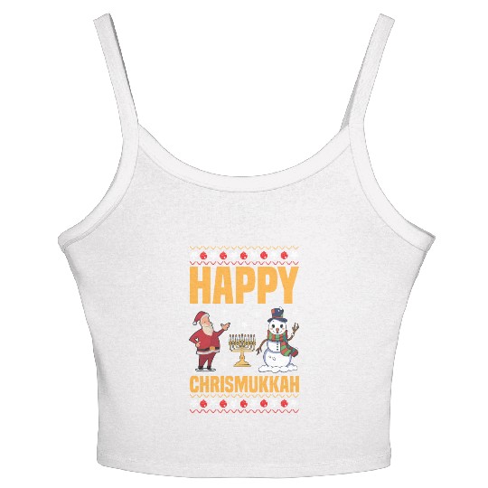 Happy Chrismukkah Funny Hanukkah Christmas Santa Women's Spaghetti Strap Tank Top