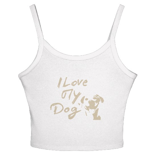 I Love My Dog - Brown Design on Black Women's Spaghetti Strap Tank Top