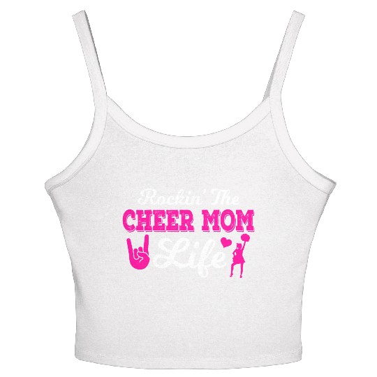 Rockin Cheer Mom Life Cheerleading Mother's Day Women's Spaghetti Strap Tank Top