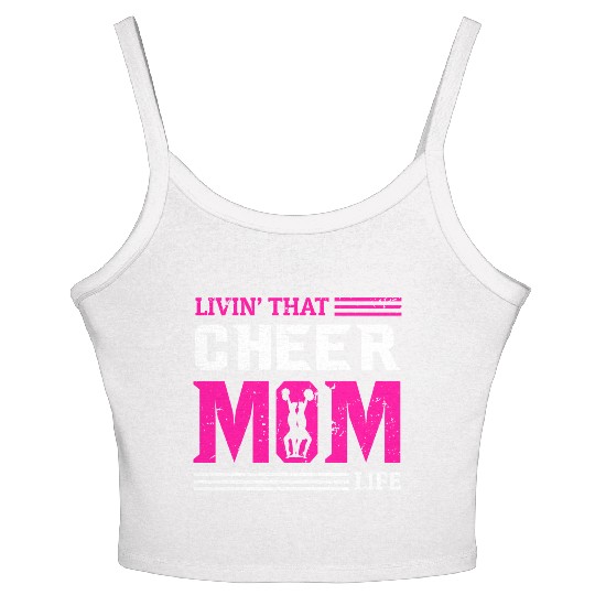 Living Cheer Mom Life Cheerleading Mother's Day Women's Spaghetti Strap Tank Top