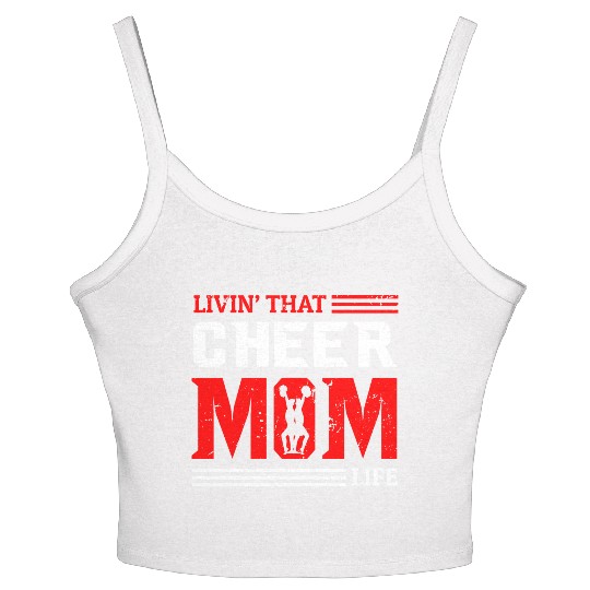 Living Cheer Mom Life Cheerleading Mother's Day Women's Spaghetti Strap Tank Top