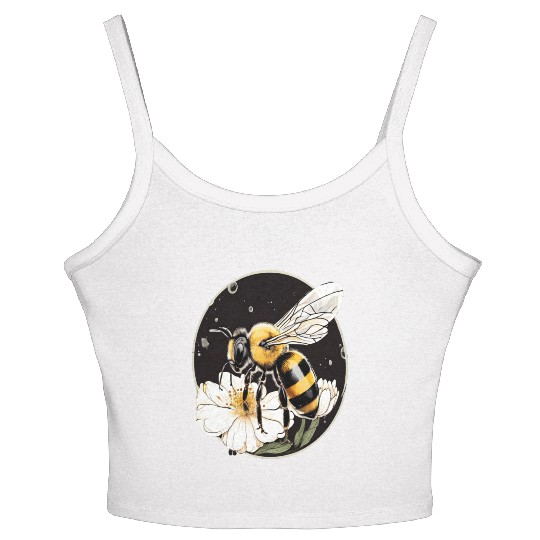Bumble Bee on a Flower in a Bubble Women's Spaghetti Strap Tank Top