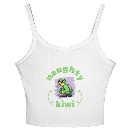 Funny naughty green kiwi bird Women's Spaghetti Strap Tank Top