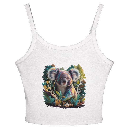 Colorful Koala in the forest Women's Spaghetti Strap Tank Top