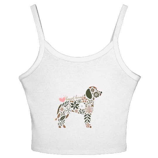 Floral Basset Hound Silhouette: Nature-Inspired Do Women's Spaghetti Strap Tank Top