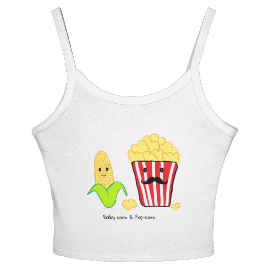 Baby corn and Popcorn Father and Baby design Women's Spaghetti Strap Tank Top