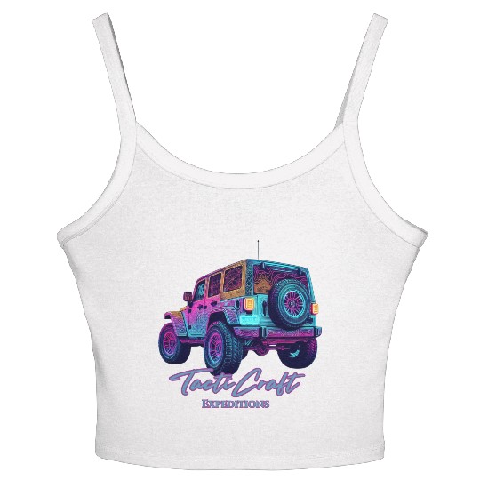 Jeep rear view topographical Women's Spaghetti Strap Tank Top