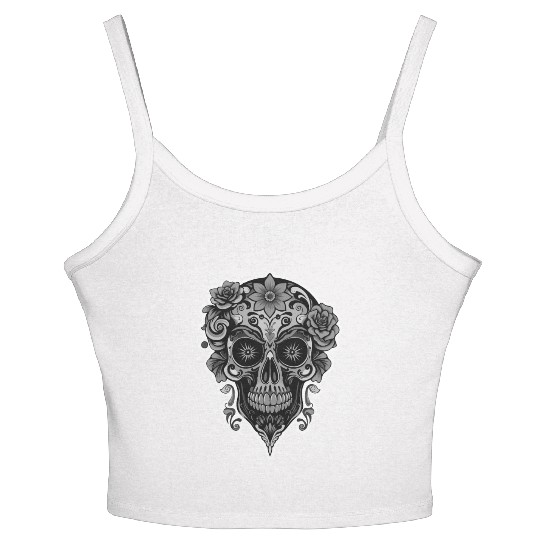 A abstract sugar skull Calavera Women's Spaghetti Strap Tank Top