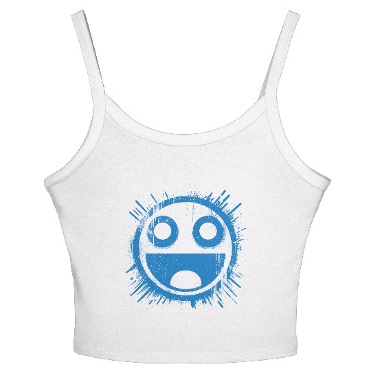 Blue Joyful Face Women's Spaghetti Strap Tank Top